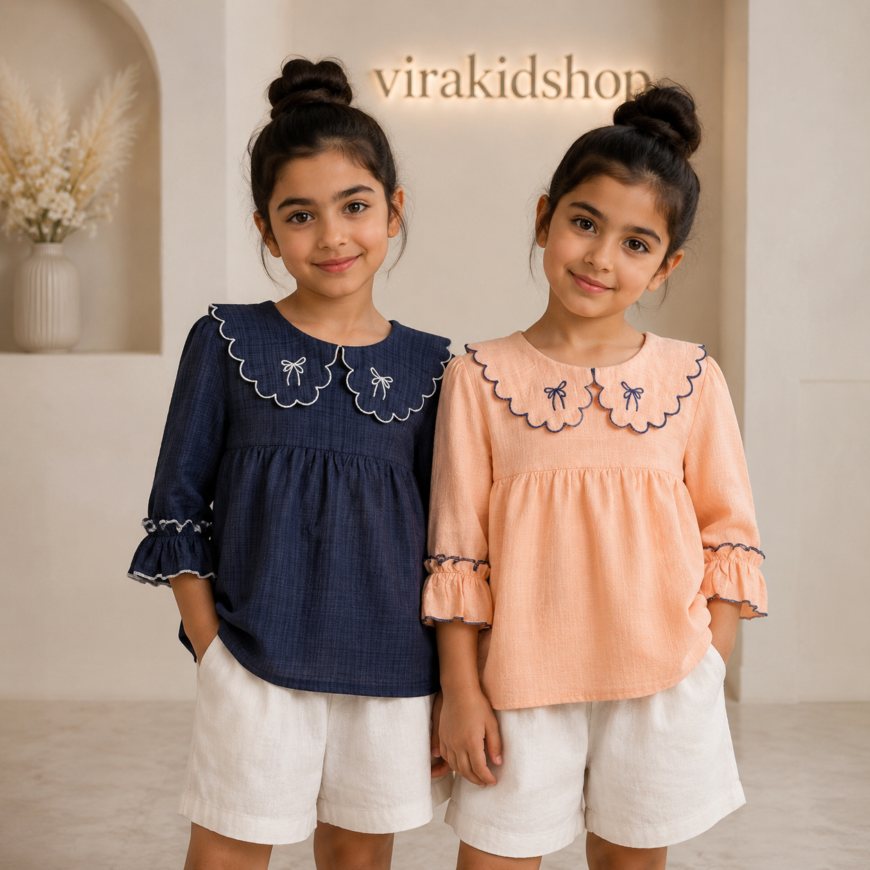 شومیز تک دخترانه گلدوزی ( مناسب 7 تا 11 سال)