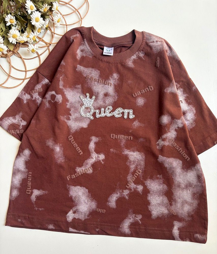 تیشرت باکسی دخترانه دو طرح queen و alo (55 تا 70)